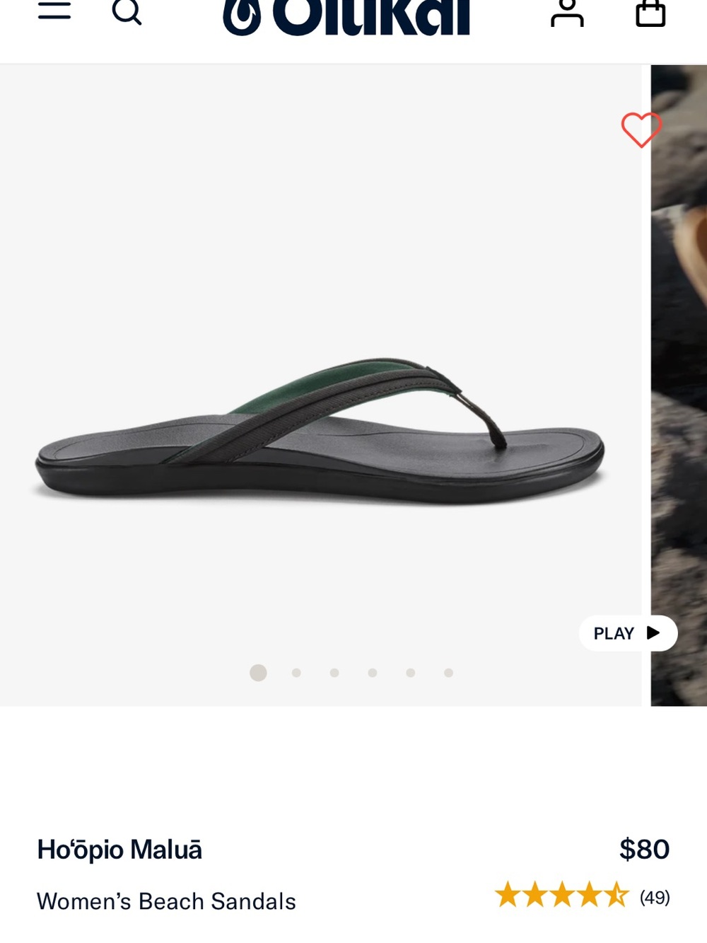 Brand New OluKai Women’s Ho‘ōpio Maluā Sandals, Black, Size 7